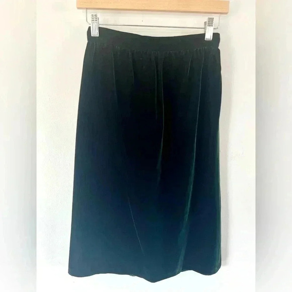 Gunne Sax by Jessica McClintock 80s Emerald Green Velvet Pencil Skirt Size Small - Picture 3 of 8